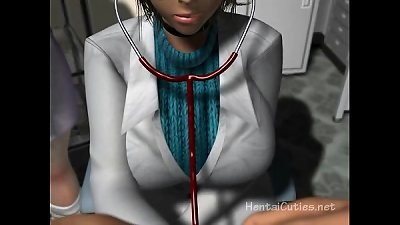 busty hentai nurses blowing a patients knob