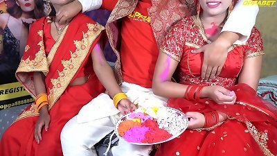 hard-core Holi exclusive daddy in law tear up 2 daughter in law&rsquo;s in Holi Hindi voice