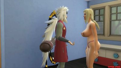 The trio Sannin Tsunade yam-sized fun bags fucked Beside Her beau Jiraiya Naruto porn cuckold