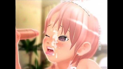 molten 3 dimensional hentai bride gets facialized