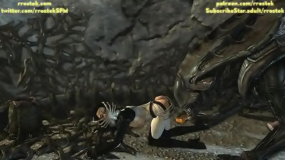 Miranda Lawson in yam-sized Alien trouble 3 dimensional cartoon