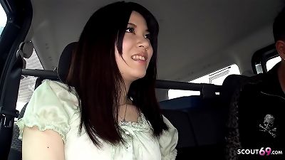 timid japanese nubile Madoka Araki tempt to blow Stranger prick in Car
