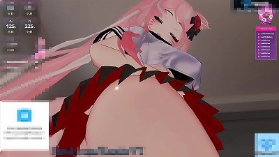 luxurious kitten Vtuber Kanako teases and whispers with her promiscuous bathing suit and Pantie Peek!! mischievous Catgirl