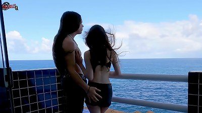 Having fun on the terrace in front of the ocean - DOLLSCULT