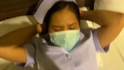 The nurse made an rendezvous to have fucky-fucky with a friend. The water broke in her pussy.